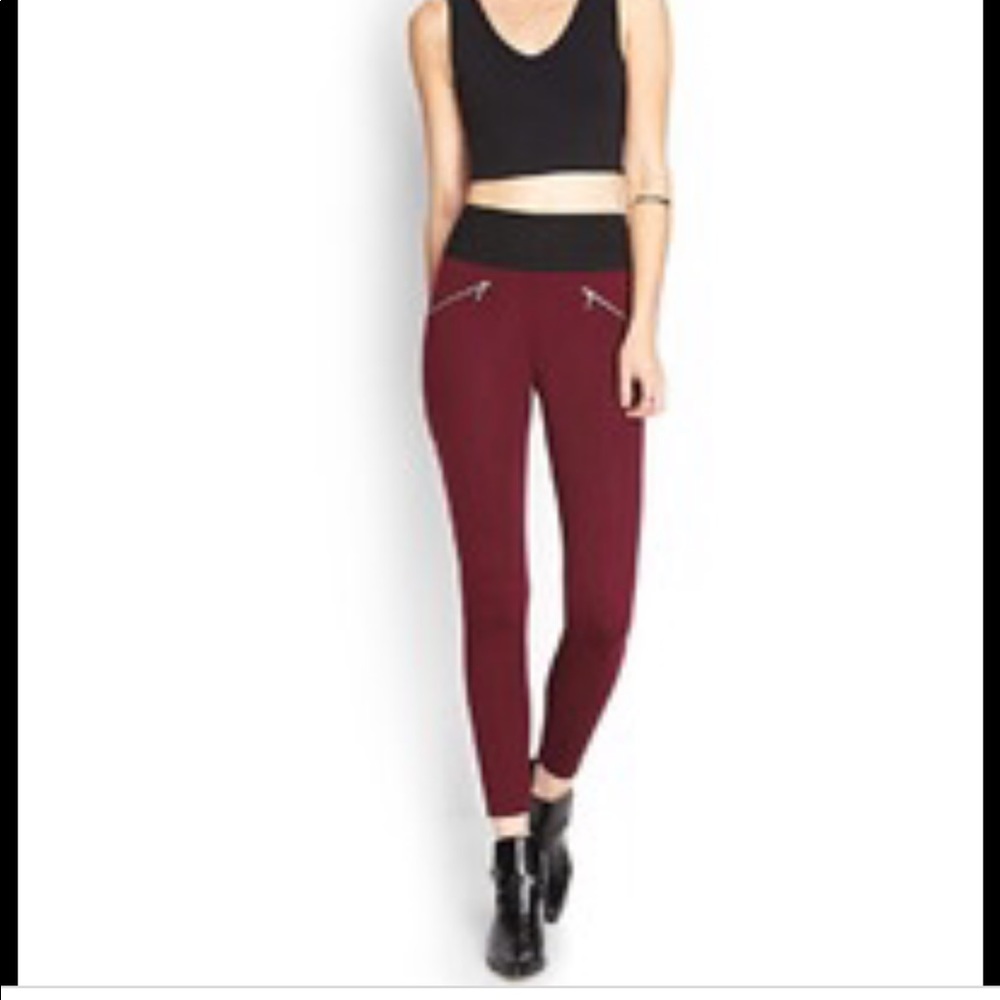 Forever 21 Burgundy High Waist Leggings Size XS